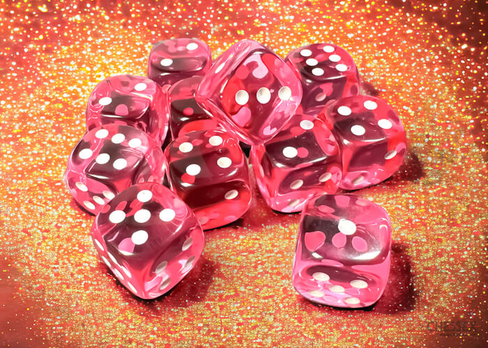 Chessex Translucent sada kostek 12 ks Pink 16mm
