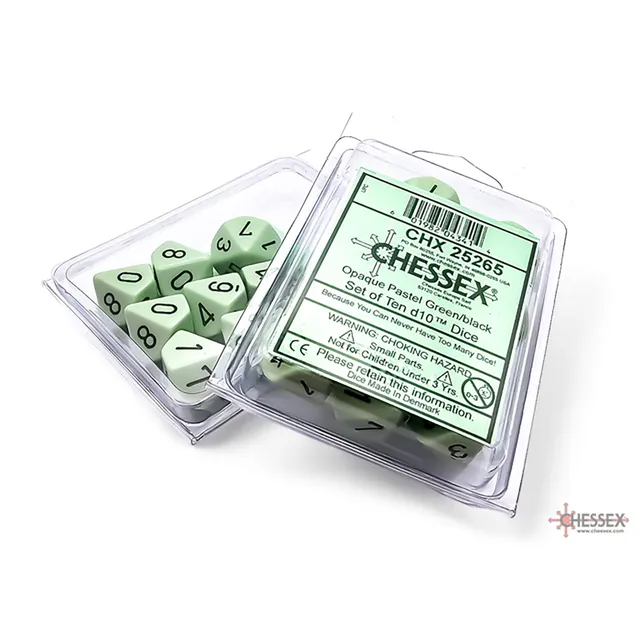 Chessex Opaque D10 sada kostek 10 ks pastel green