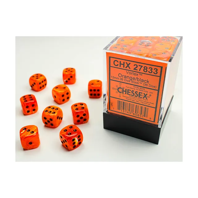 Chessex Vortex sada kostek 36 ks oranžová 12 mm