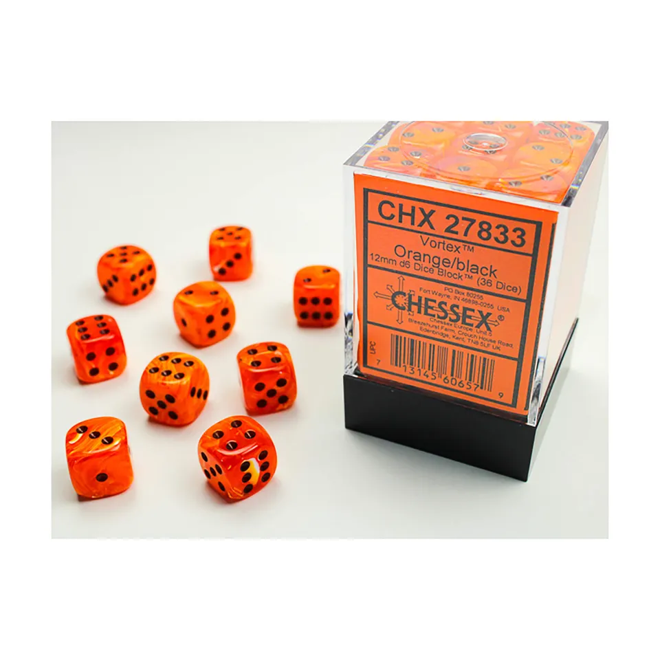 Chessex Vortex sada kostek 36 ks oranžová 12 mm