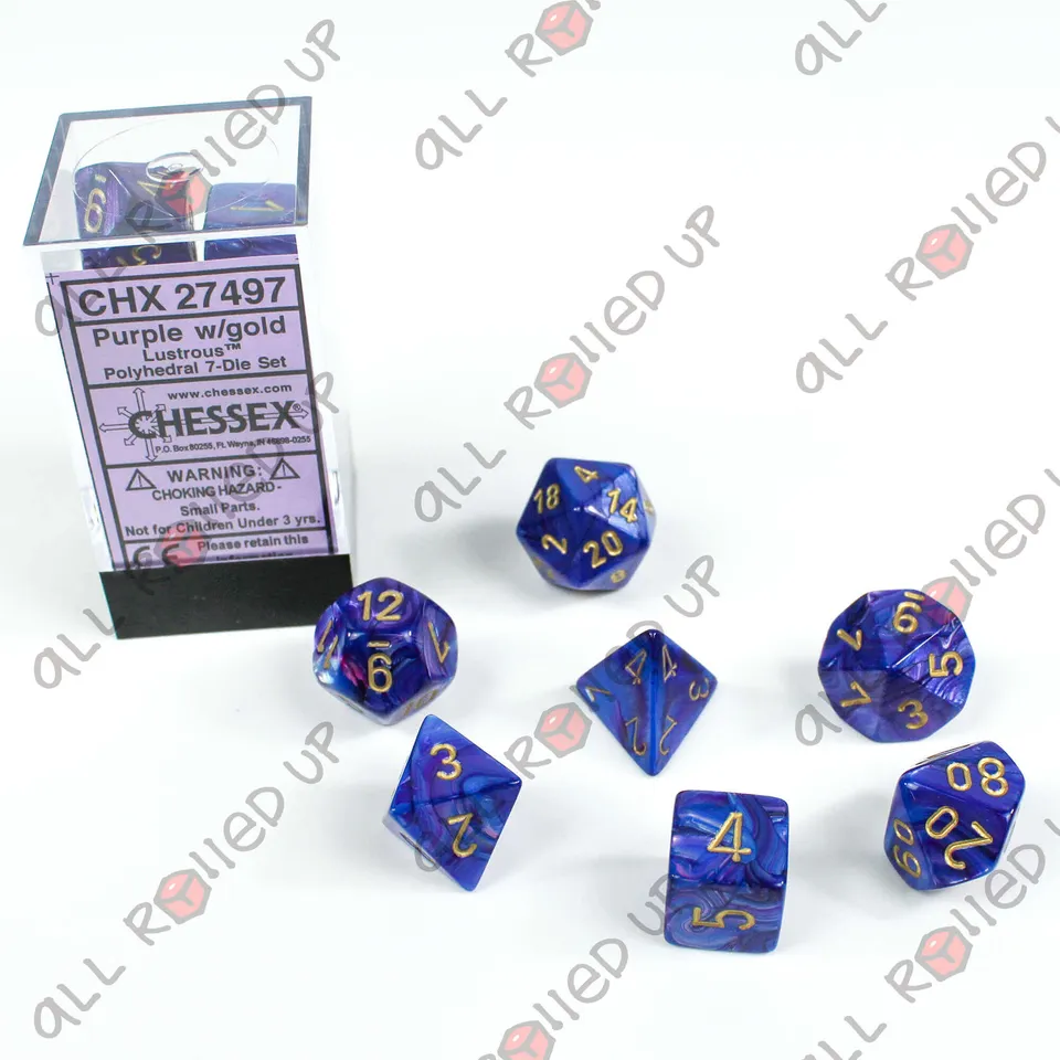Chessex Lustrous Purple Gold sada kostek 7 ks