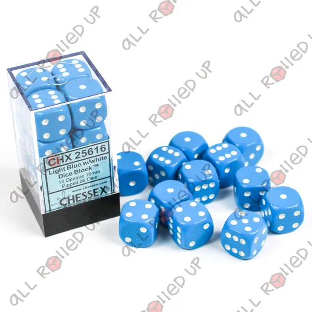 Chessex Opaque D6 sada kostek light blue 12 ks