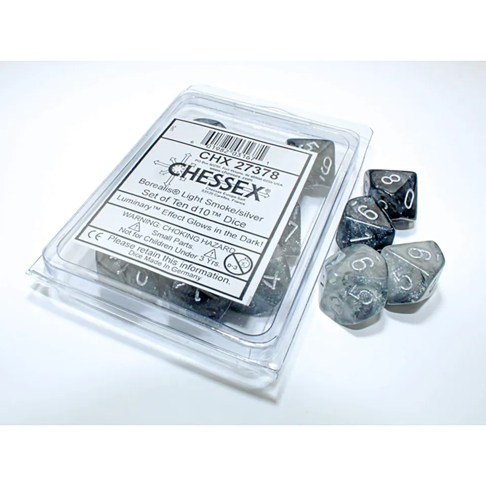 Chessex Borealis CHX27378 sada kostek D10 10 ks kouřová