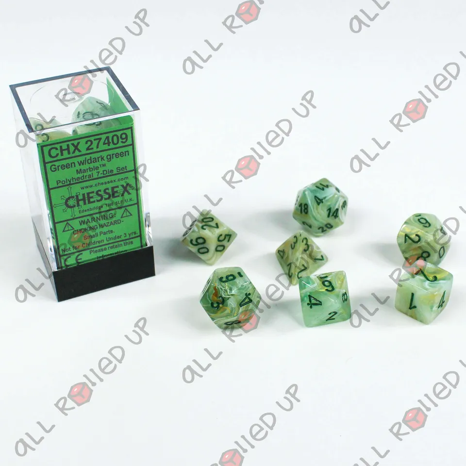 Chessex Marble Green Dark Green sada kostek 7 ks mramor