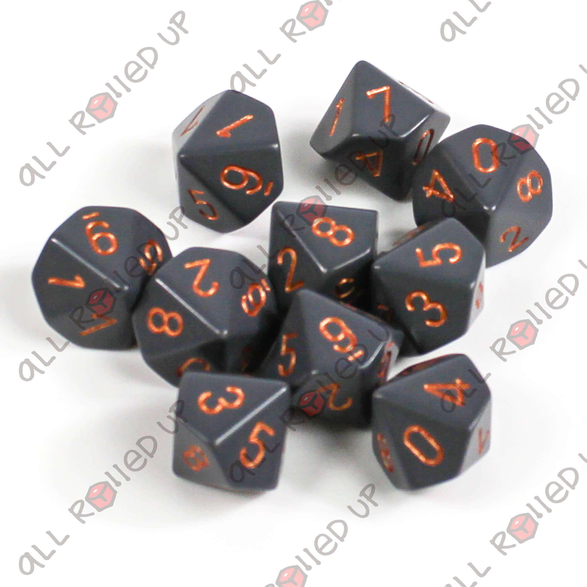 Chessex Opaque D10 Set kostky tmavě šedá měděná 10 ks