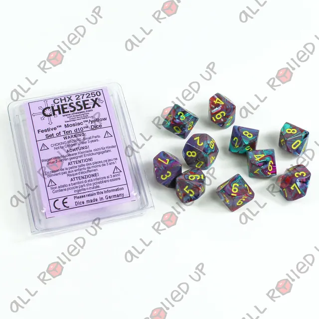 Chessex Festive Mosaic Yellow D10 sada 10 kostek