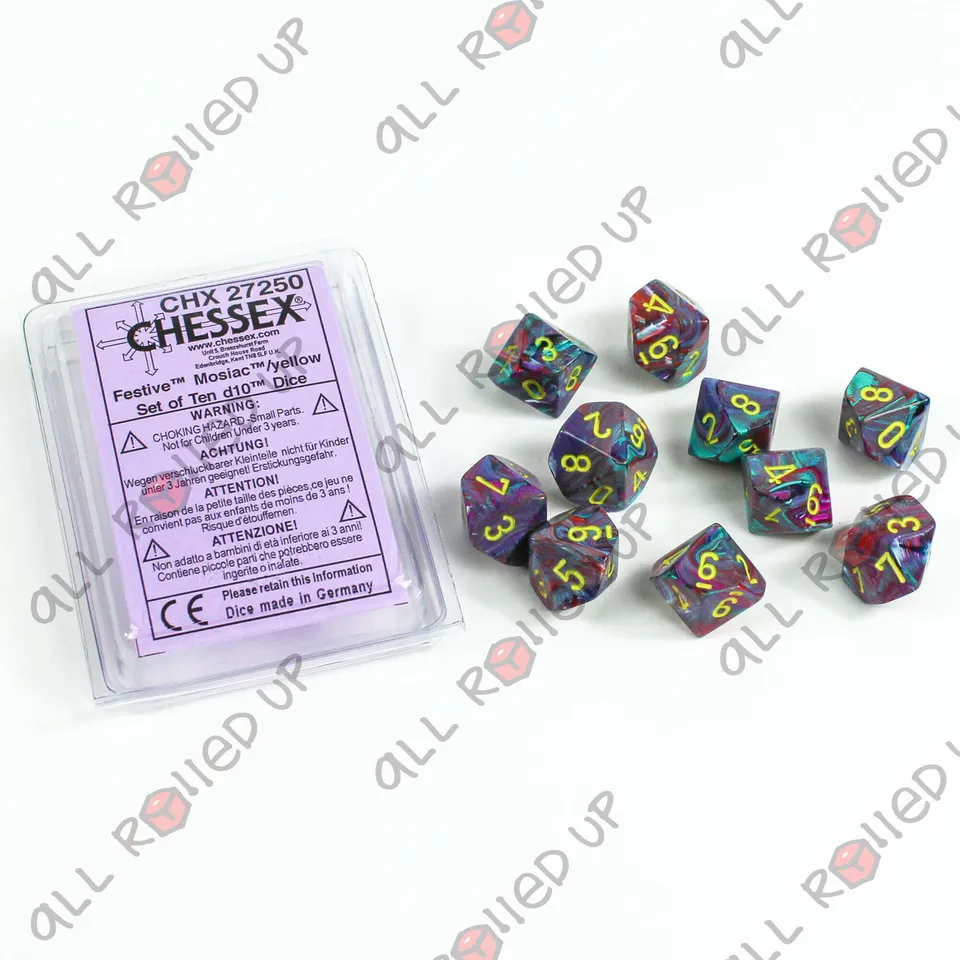Chessex Festive Mosaic Yellow D10 sada 10 kostek