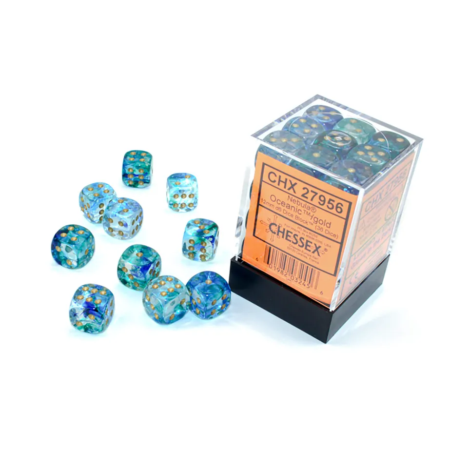 Chessex Nebula Oceanic/Gold sada kostek 36ks svítivá