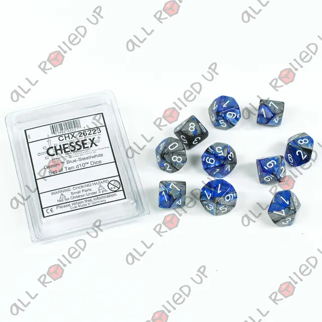 Chessex Gemini CHX26223 kostky D10 modré 10 ks