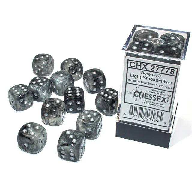 Chessex Luminary Light Smoke sada kostek 12 ks svítící