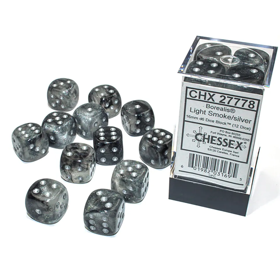 Chessex Luminary Light Smoke sada kostek 12 ks svítící