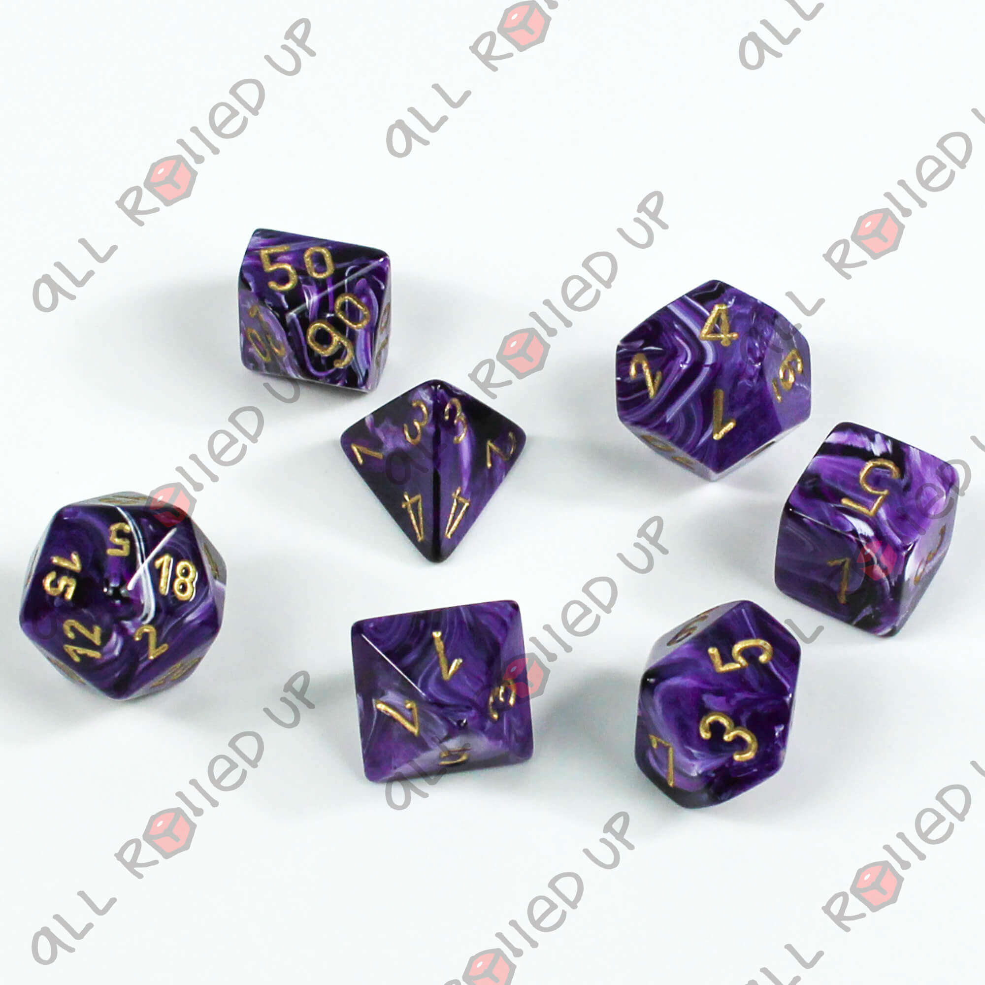 Chessex Vortex Purple Gold sada kostek 7 ks polyedrická