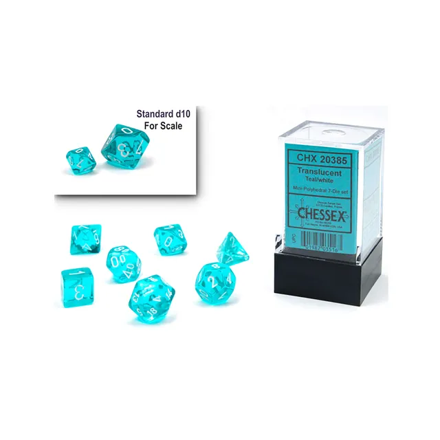 Chessex Translucent Mini Teal sada kostek 7 ks