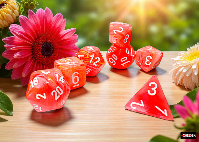 Chessex Festive Dahlia CHX22553 sada kostek bílá 7 ks XXL
