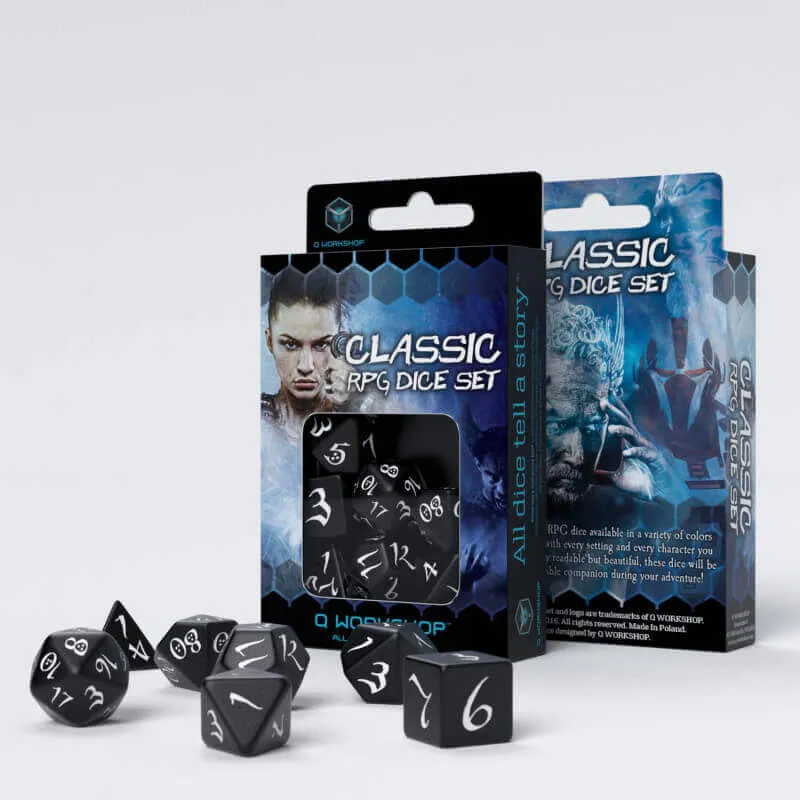 Q Workshop Classic RPG sada kostek 7 černobílá