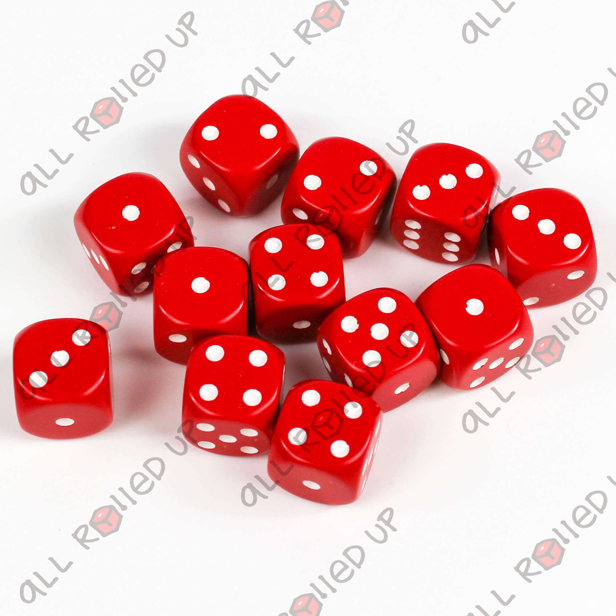 Chessex Opaque Red White kostky D6 12 ks 16 mm