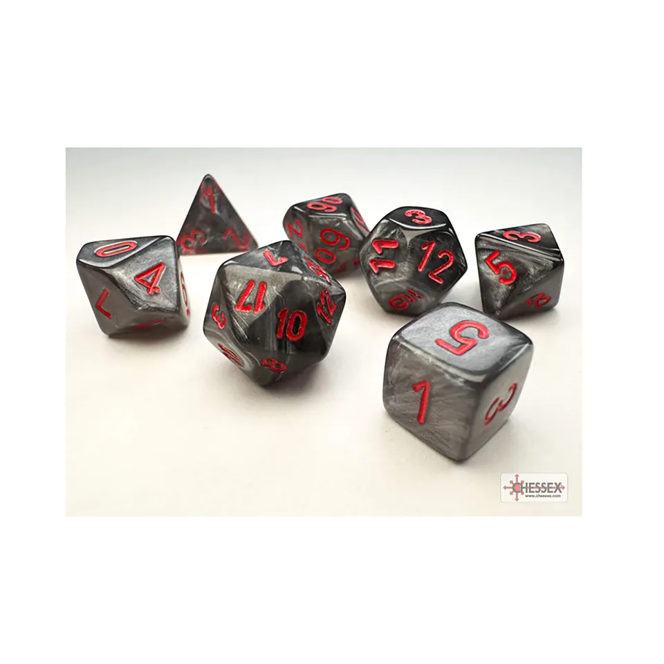 Chessex Mini 7 Velvet Black Red sada kostek 7ks