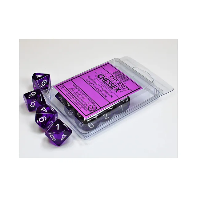 Chessex Translucent D10 Set sada kostek fialová 10 ks