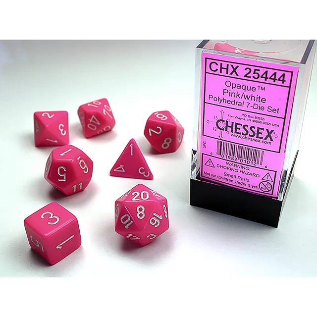 Chessex Opaque sada kostek 7 ks růžová polyhedrická
