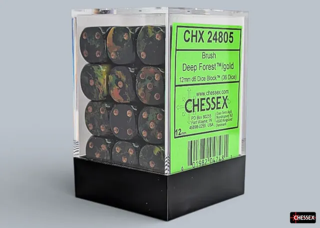 Chessex D6 Deep Forest 12mm kostky 36 ks