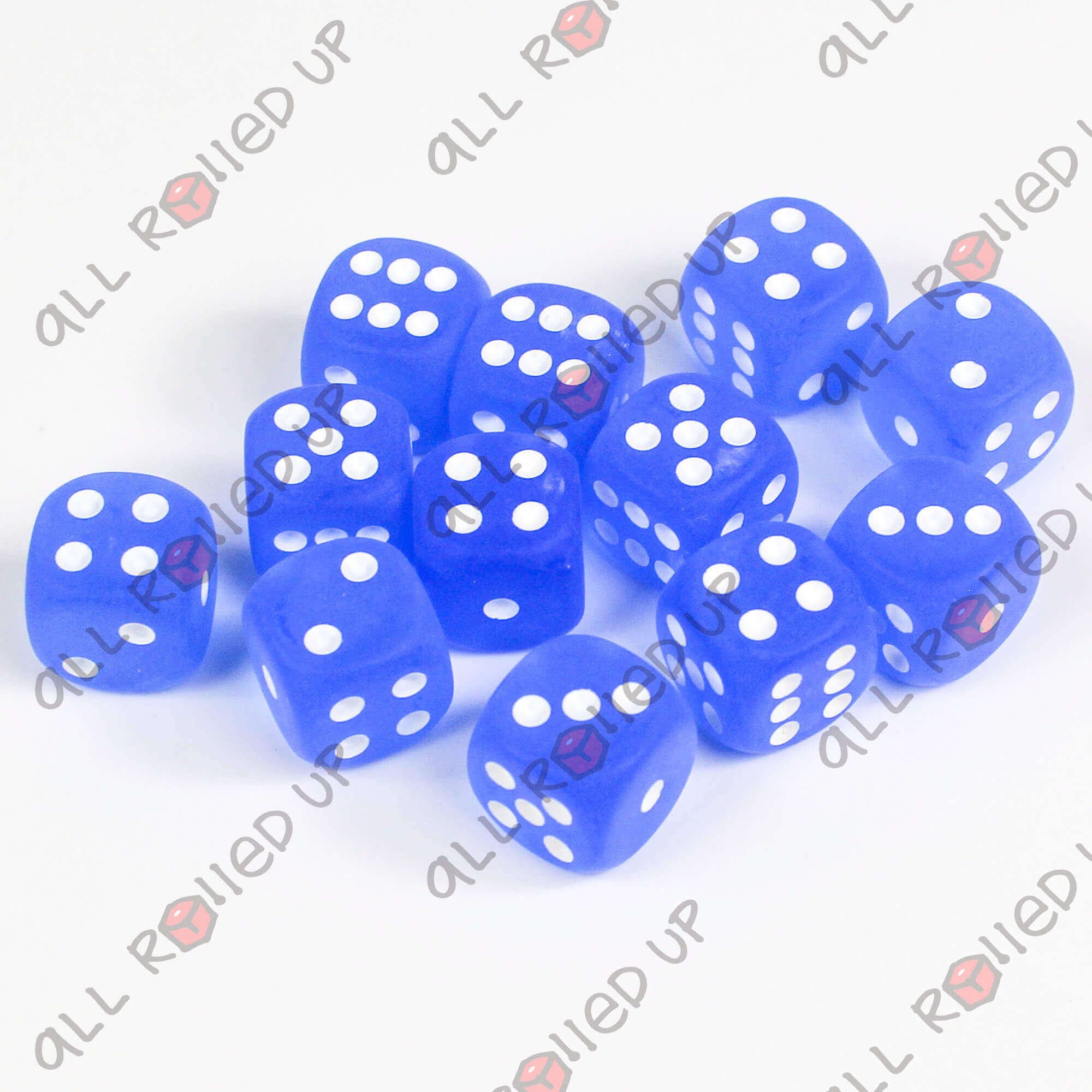 Chessex Frosted Blue/White sada kostek D6 12 ks 16 mm