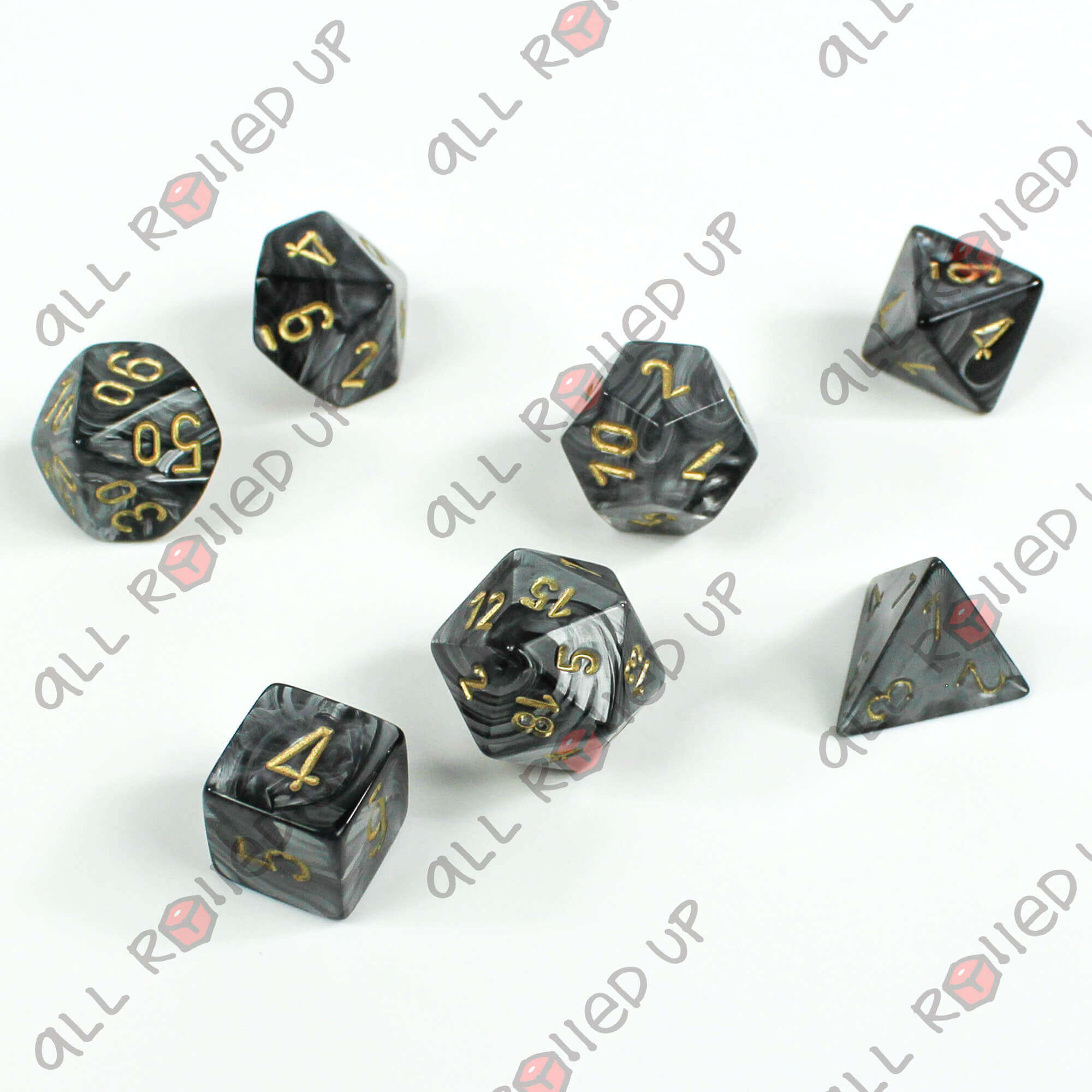 Chessex Lustrous Black Gold sada kostek 7ks lesklá