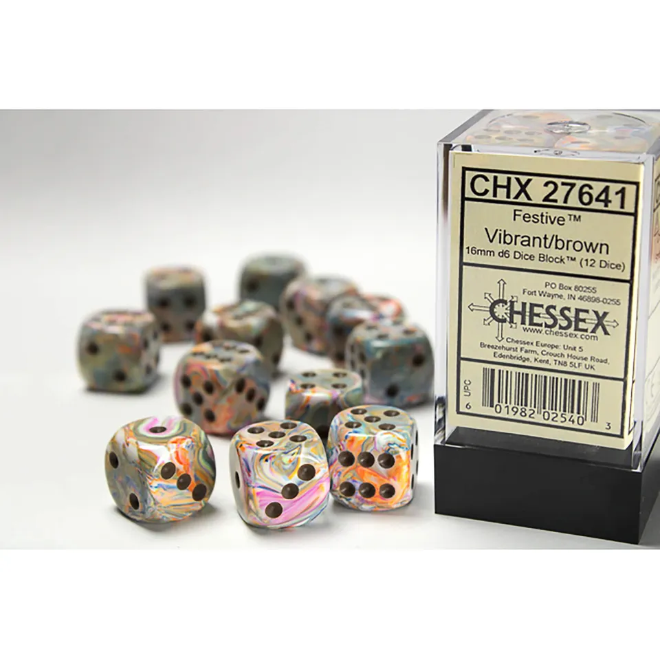 Chessex Festive Vibrant Brown kostky D6 12 ks