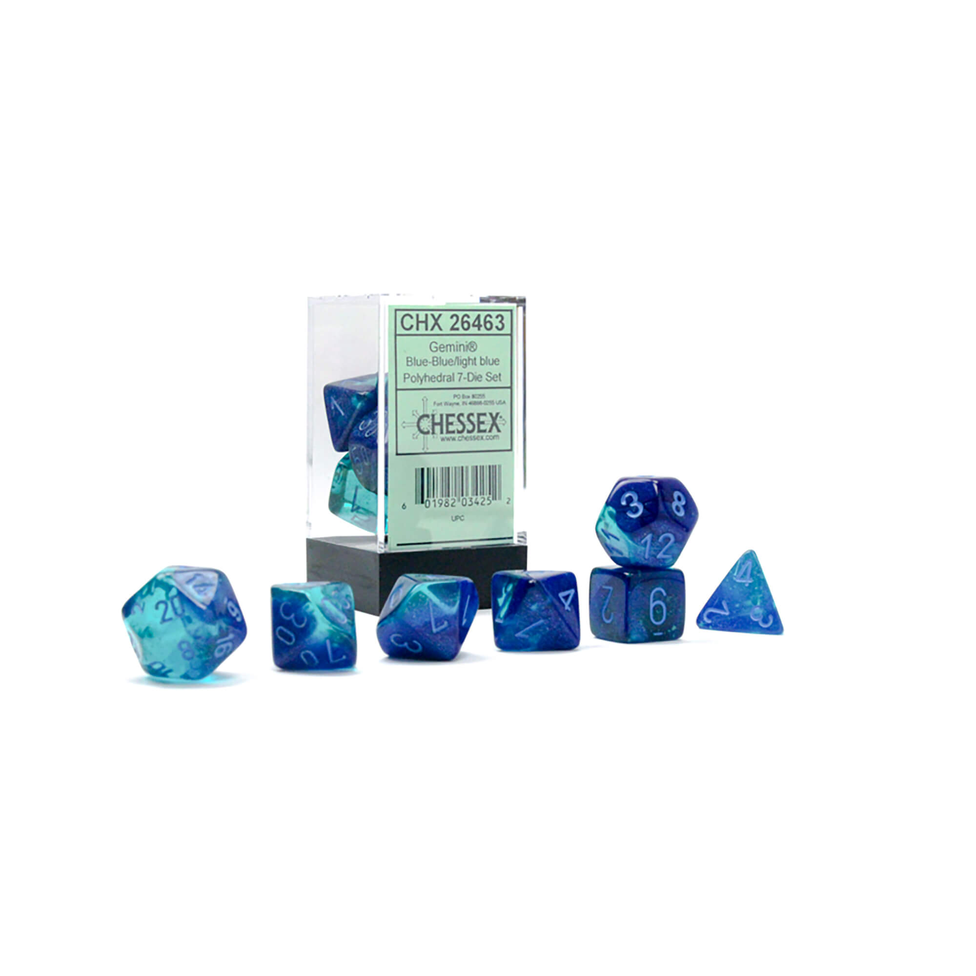 Chessex Gemini sada kostek 7ks modrá luminary