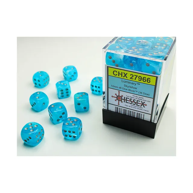 Chessex Luminary D6 CHX27966 sada kostek 36ks Sky Silver 12mm