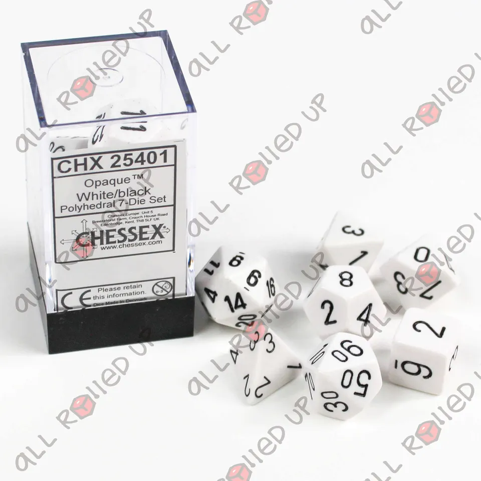 Chessex Opaque CHX25401 sada kostek bílo-černá 7 ks neprůhledná