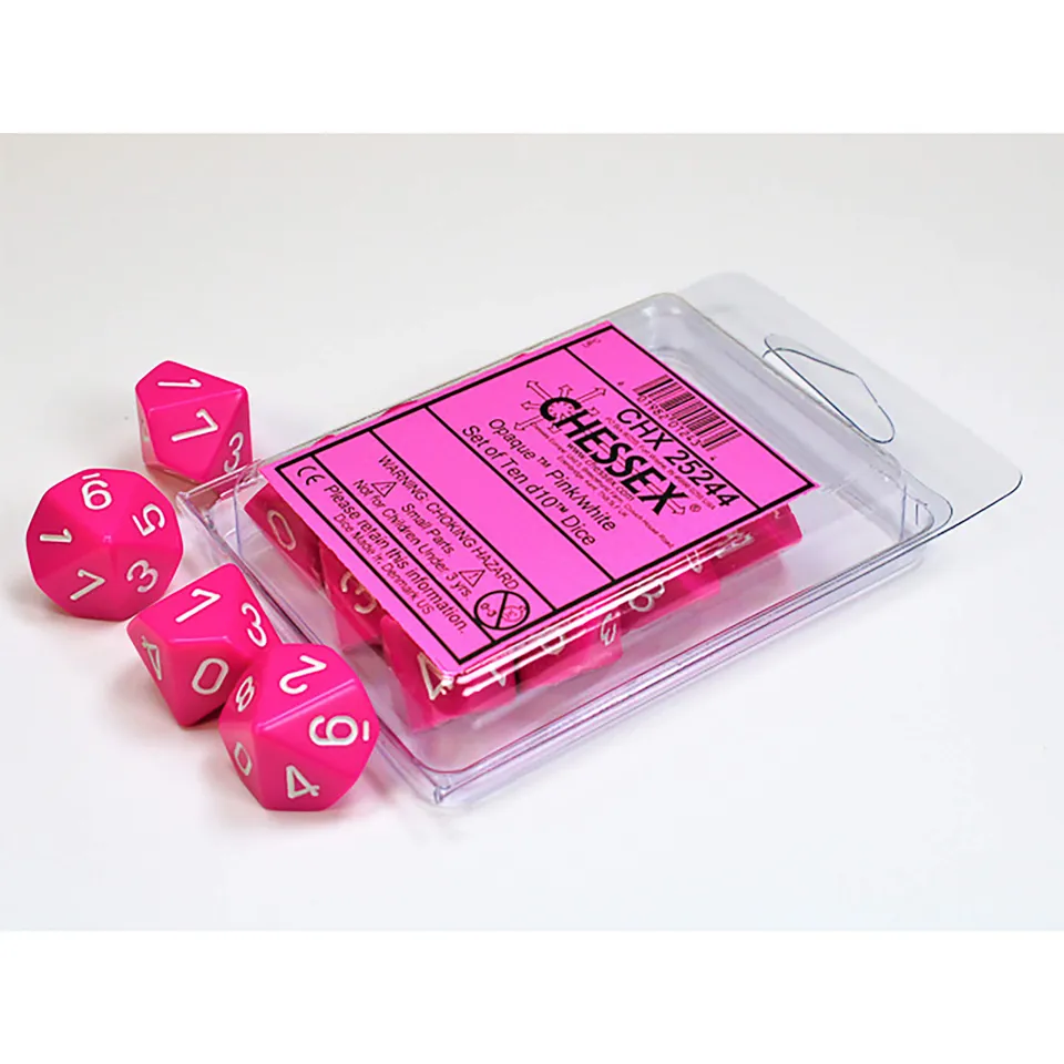 Chessex Opaque D10 sada kostek růžová CHX25244 10 ks