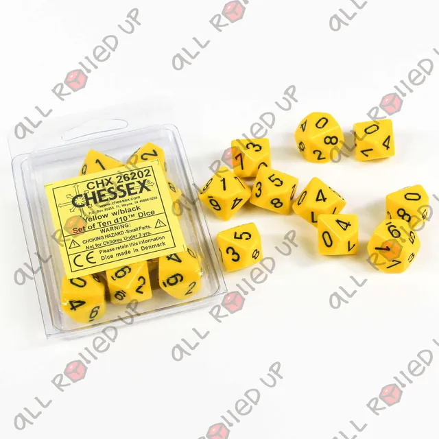 Chessex Opaque D10 sada kostek 10 ks yellow black