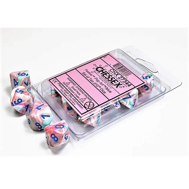 Chessex Festive Pop Art Blue sada kostek D10 10 ks