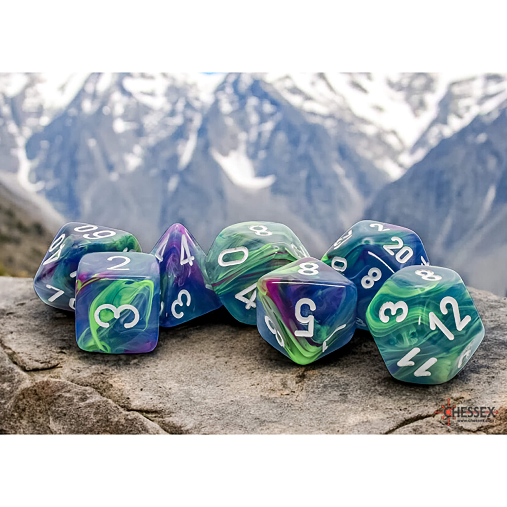 Chessex Festive Waterlily sada kostek 7 megahedral