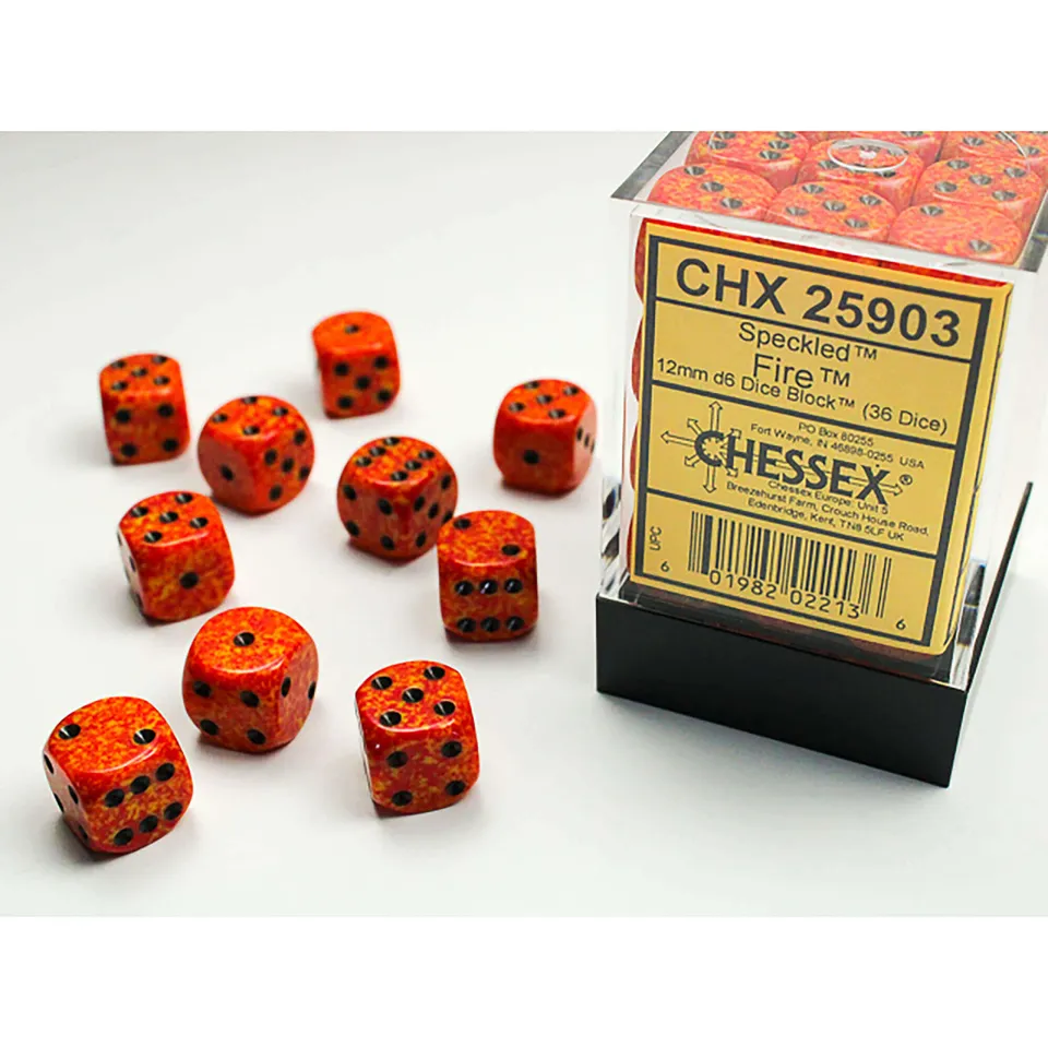 Chessex Speckled Fire kostky D6 12mm 36ks