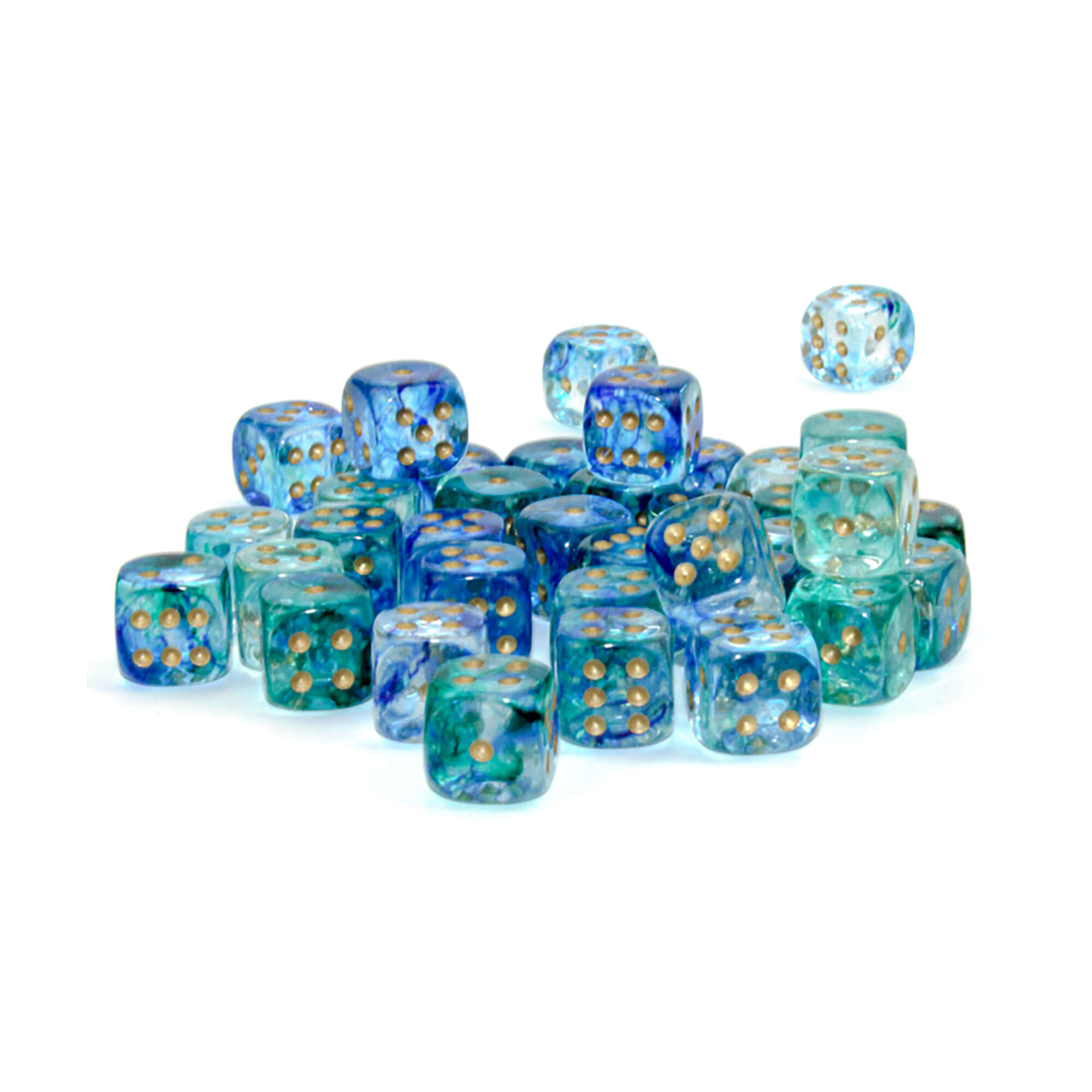 Chessex Nebula Oceanic/Gold sada kostek 36ks svítivá