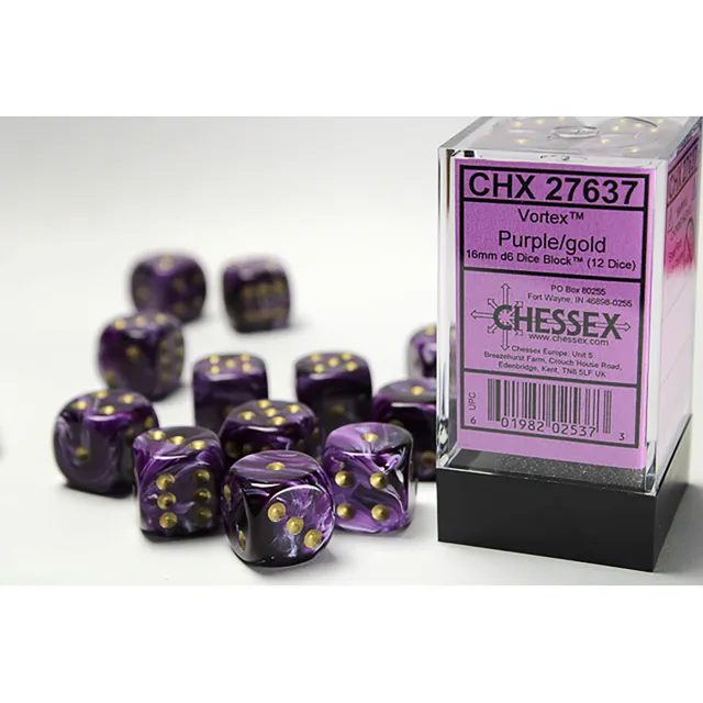 Chessex Vortex D6 16mm kostky fialové 12 ks