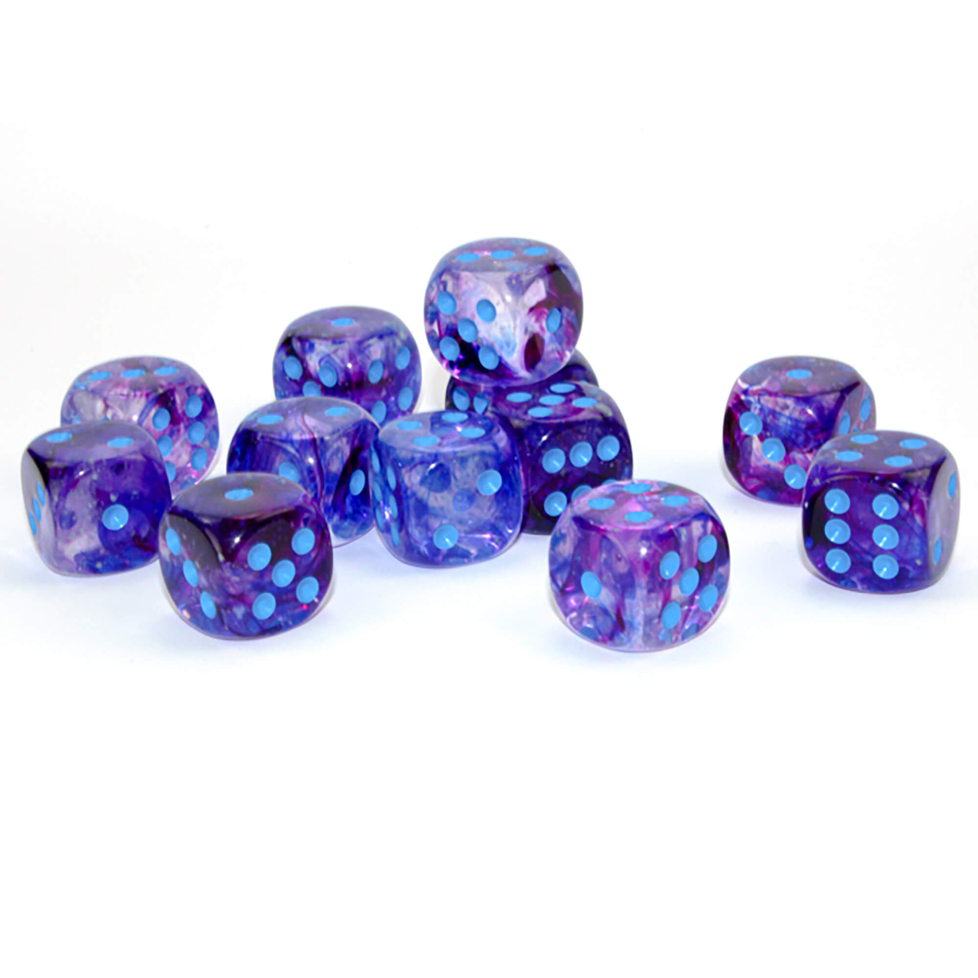 Chessex Nebula Nocturnal Blue Luminary D6 kostky 12 ks svítící
