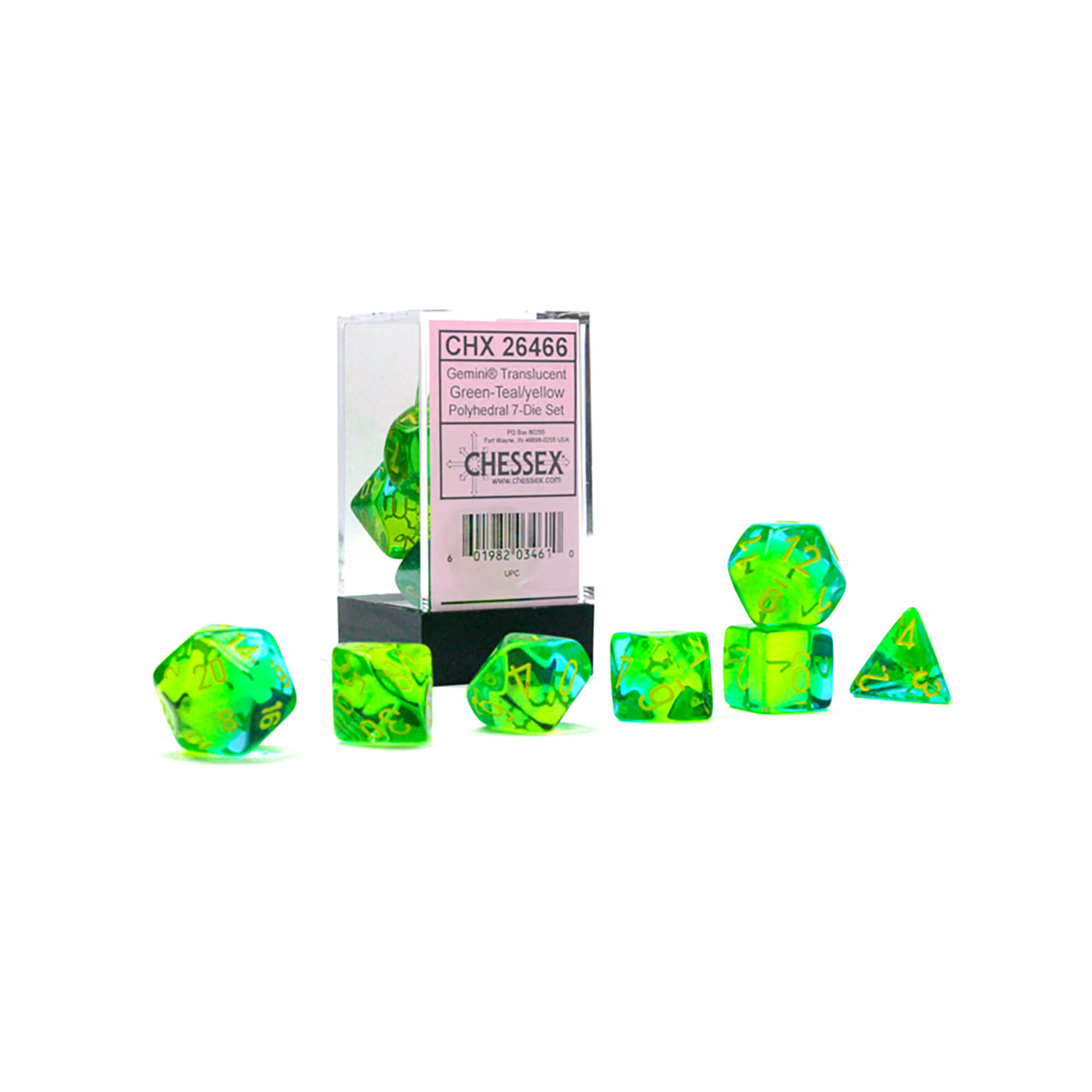 Chessex Gemini CHX26466 sada kostek 7ks green-teal