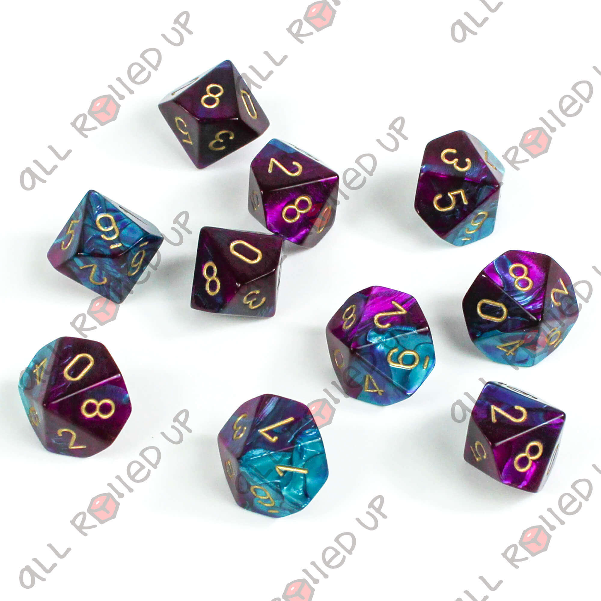 Chessex Gemini sada kostek D10 purple-teal 10 ks