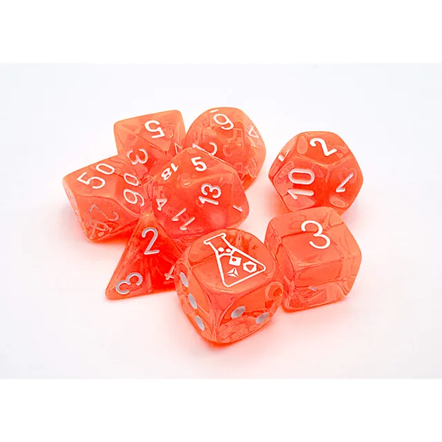 Chessex Lab Wave 7 sada kostek neon oranžová 8ks