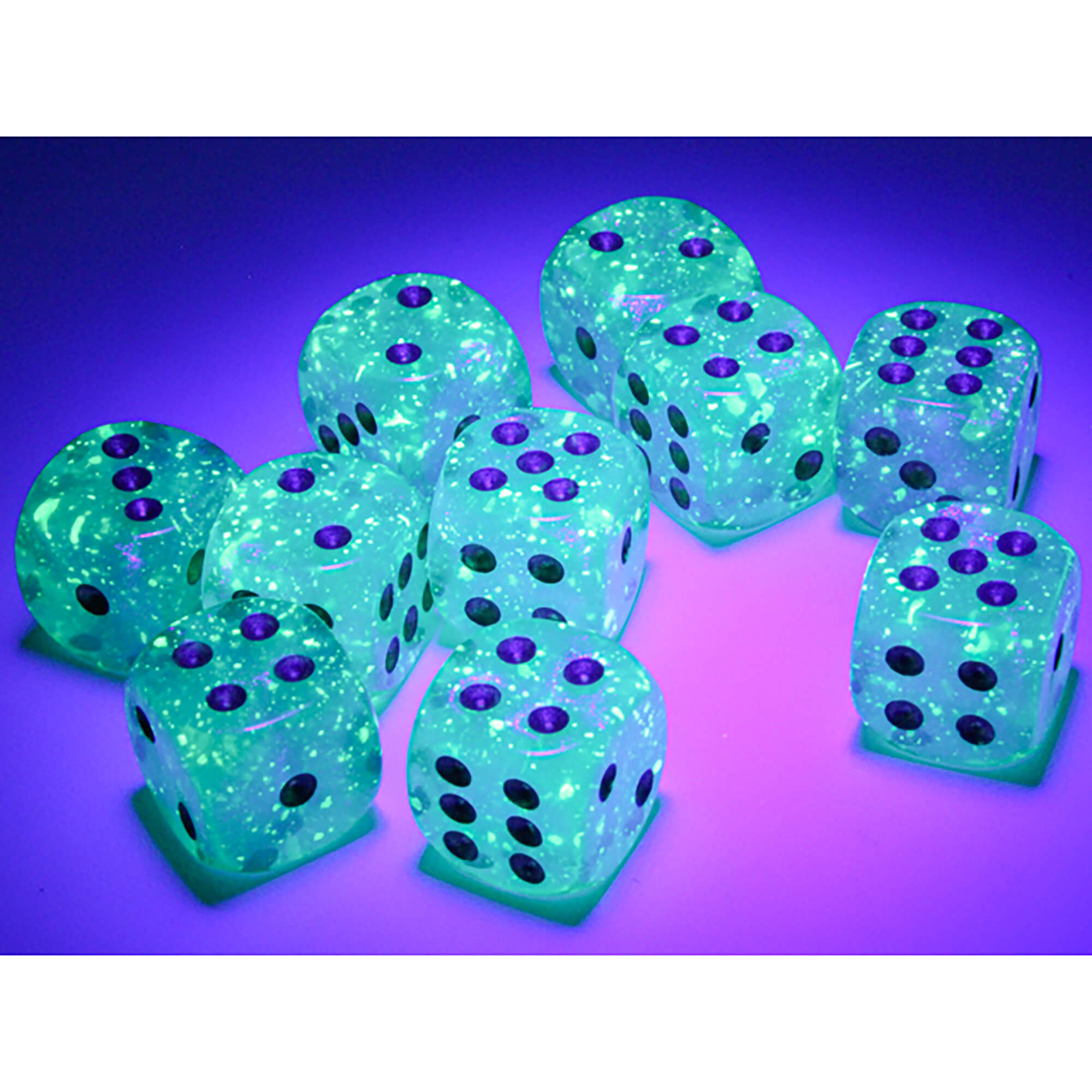 Chessex Borealis Light Green/Gold sada kostek 36ks svítivá