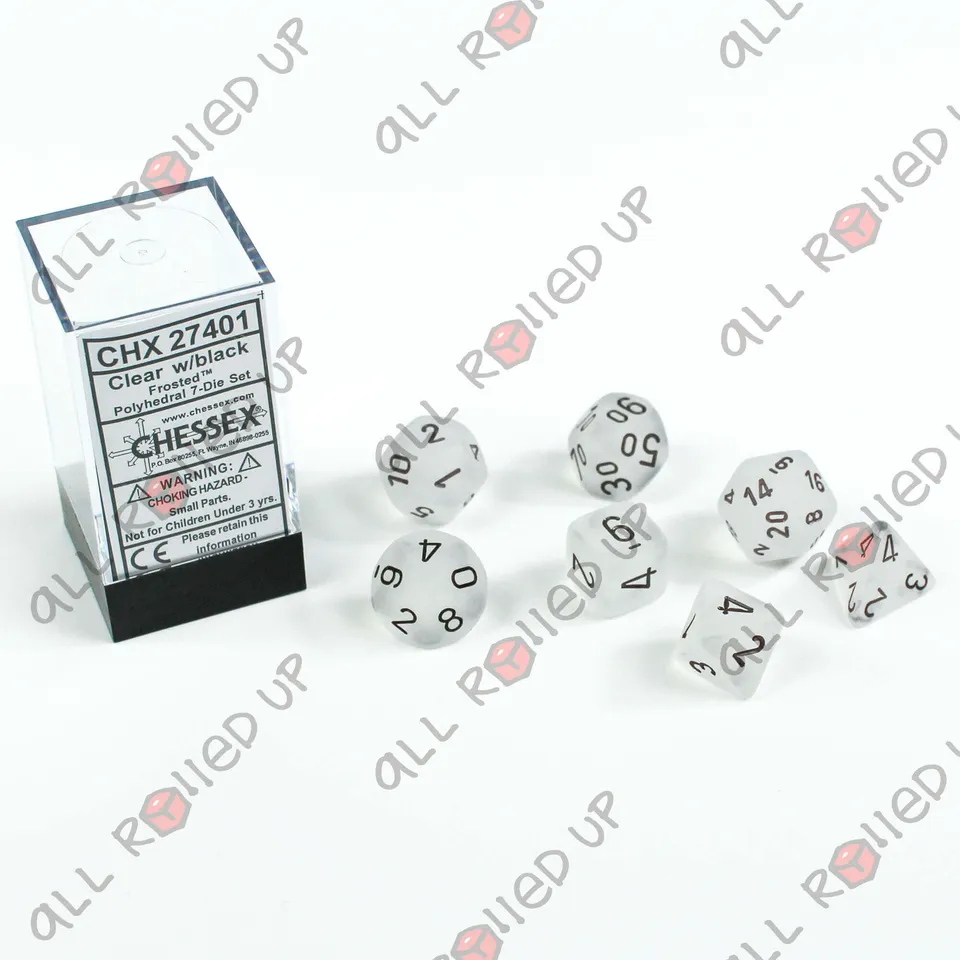 Chessex Frosted CHX27401 sada kostek clear černá 7 ks