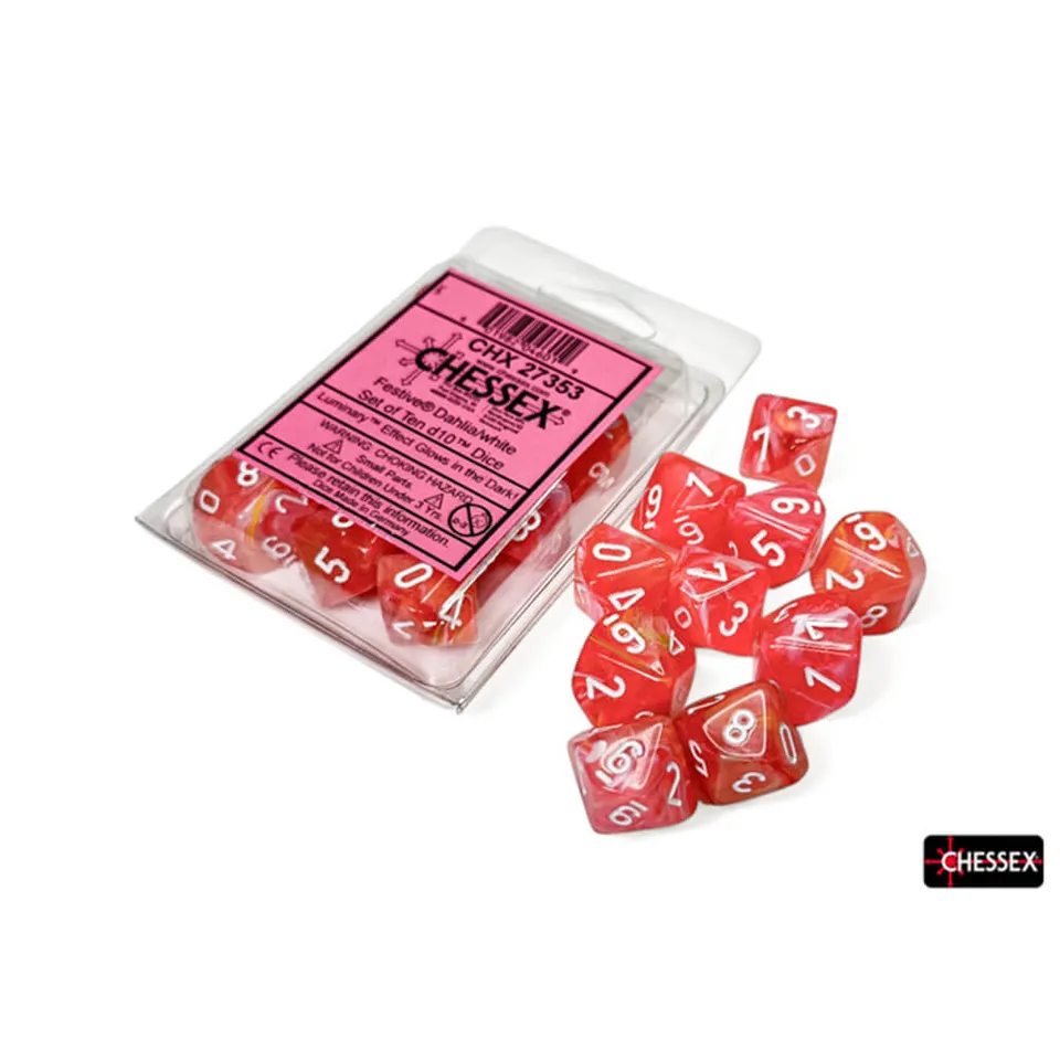 Chessex Festive Dahlia White d10 sada kostek 10 ks