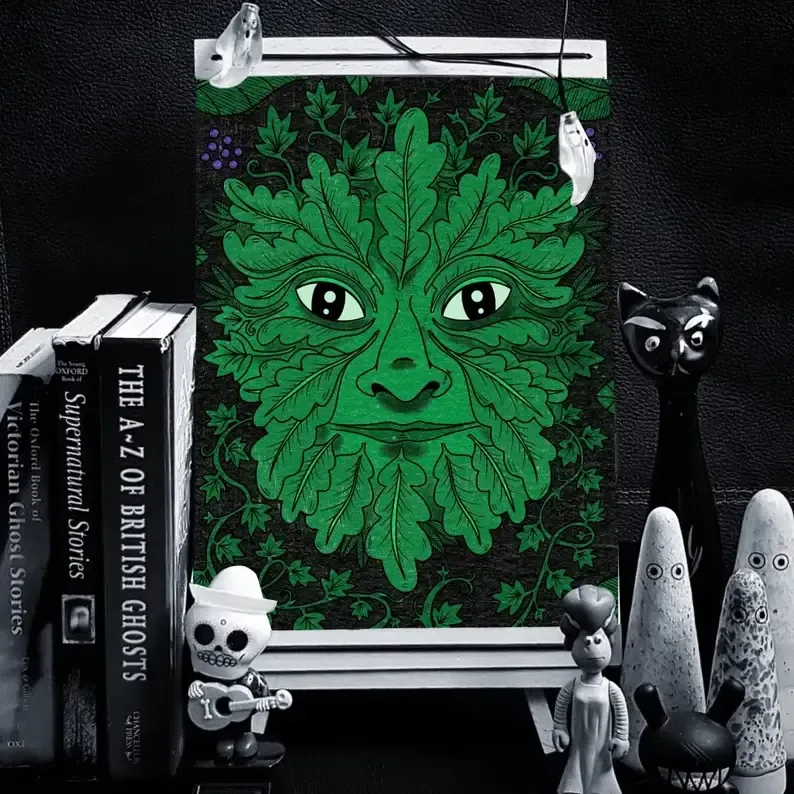 All Rolled Up Green Man art print A4 Sian Ellis