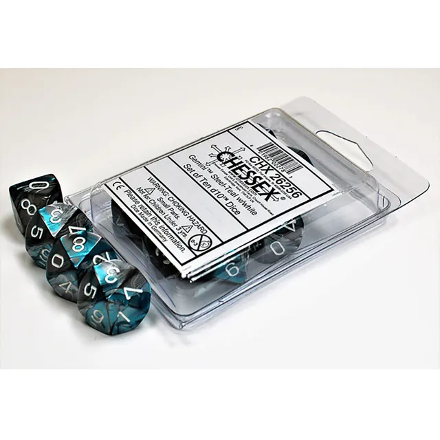 Chessex Gemini CHX26256 kostky D10 10 ks steel