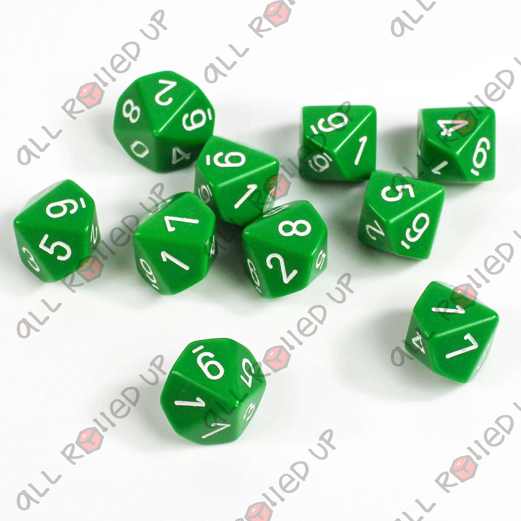 Chessex Opaque CHX26205 sada kostek D10 zeleno-bílá 10 ks