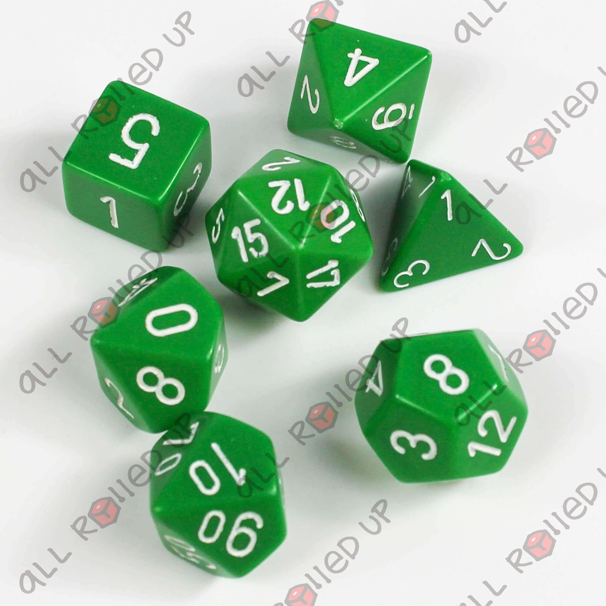 Chessex Opaque Green White kostky sada 7 ks