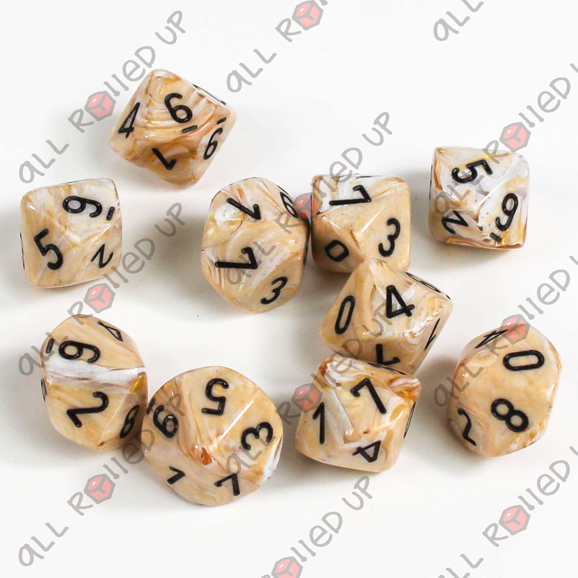 Chessex Marble CHX27202 sada kostek D10 slonová 10 ks mramor