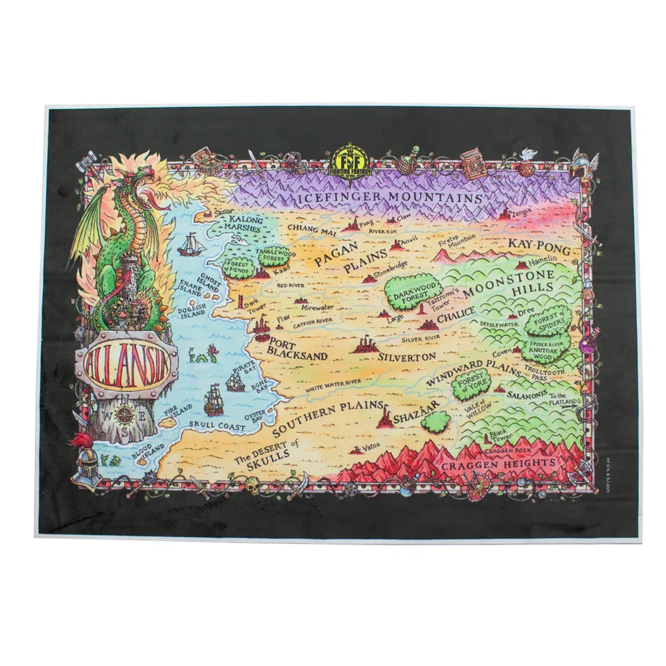 All Rolled Up Allansia mapa A3 Fighting Fantasy zelená